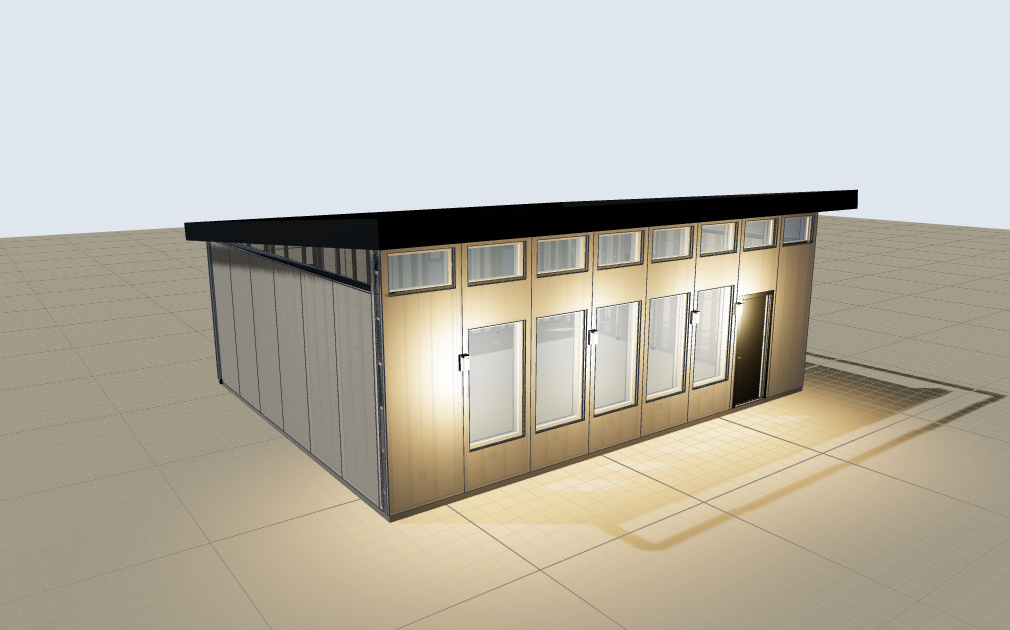 32 × 24 Starter house, shed roof, corner view