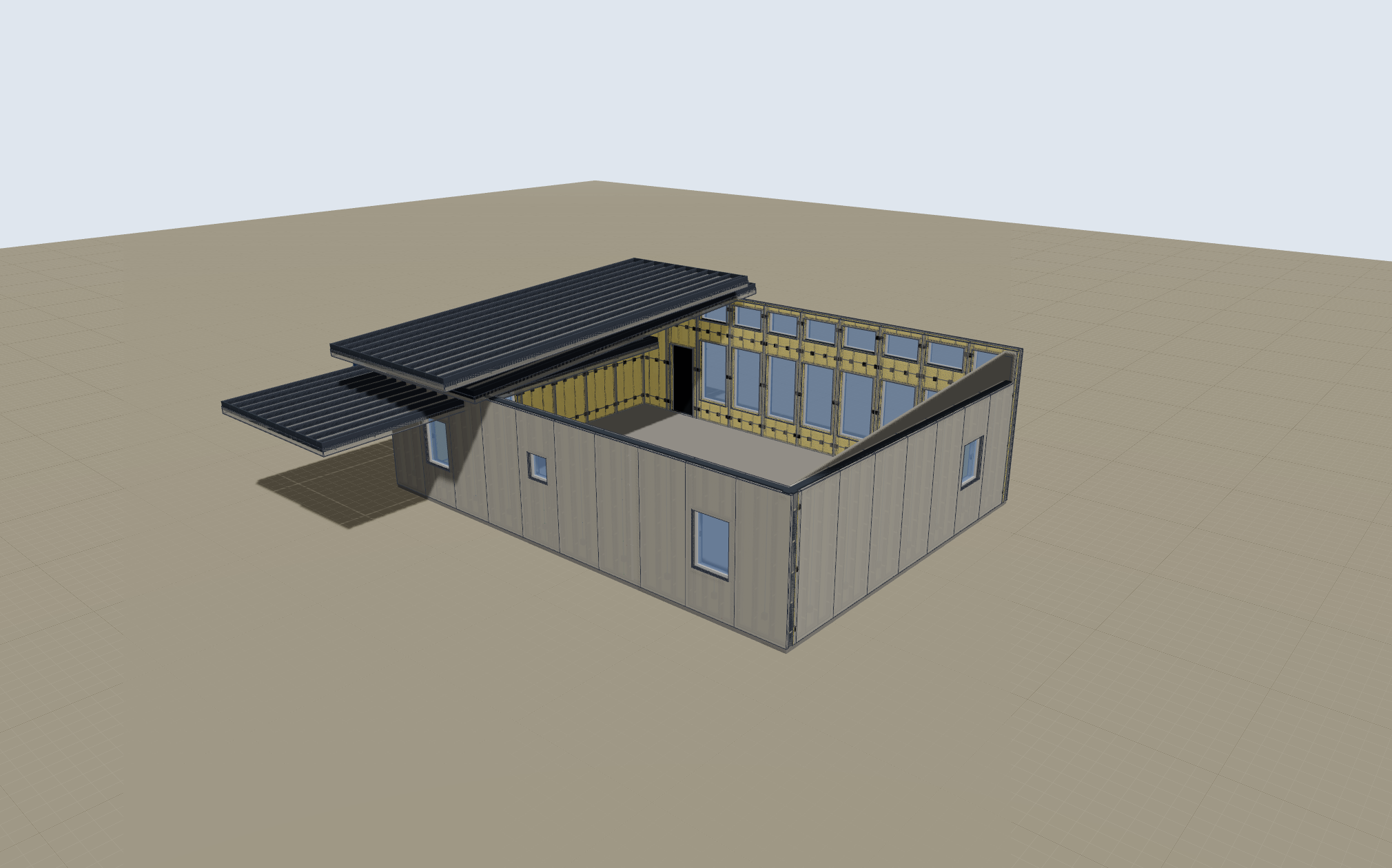 Roof strips landing on the walls